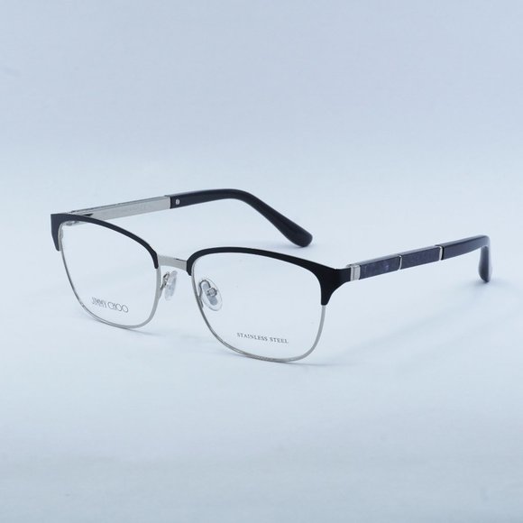 Jimmy Choo JC192 0003 00 Eyeglasses Matte Black/Silver 54mm Rectangle Frame - Picture 1 of 10